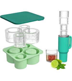 NWT Hollow Cylinder Ice Mold with Lid for Insulated Tumblers 40 30 20 oz Teal